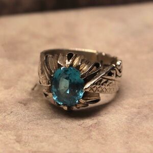 Natural Blue Topaz 925 Sterling Silver Ring